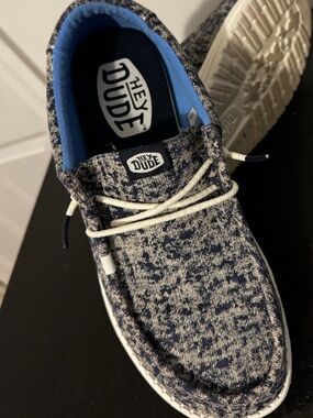 Hey Dude Navy Heather Knit Slip-On with White Laces